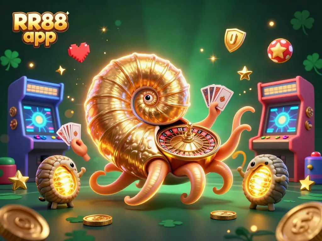 Play the exciting RR88 app with vibrant casino-themed elements and dynamic illustrations.