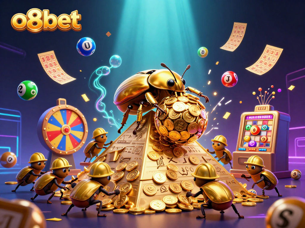 Experience excitement at o8bet with colorful lottery elements and a dynamic casino scene.