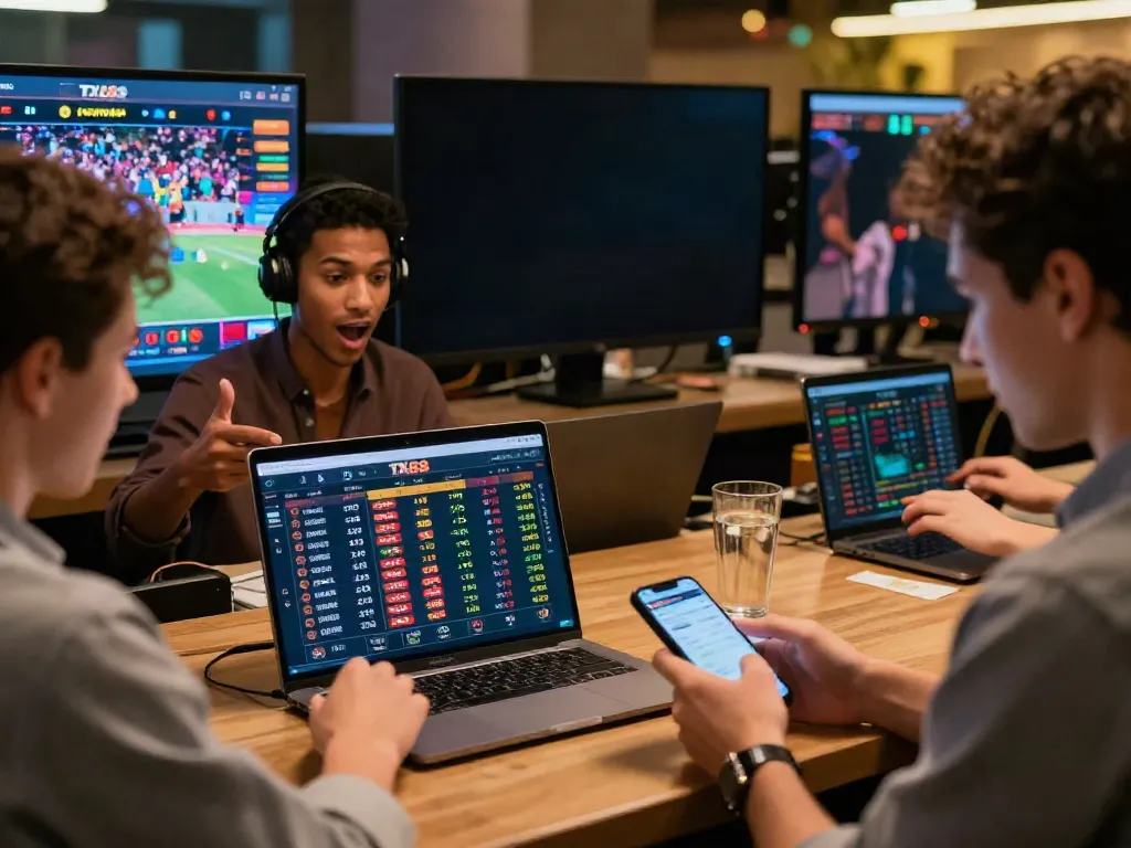 TX88 online betting scene with players engaged in sports wagering.