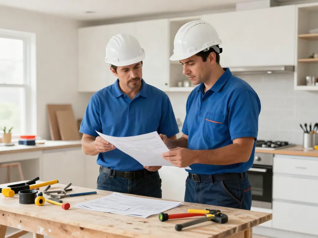 Expert local contractor discussing slot gacor renovation plans in a home setting.