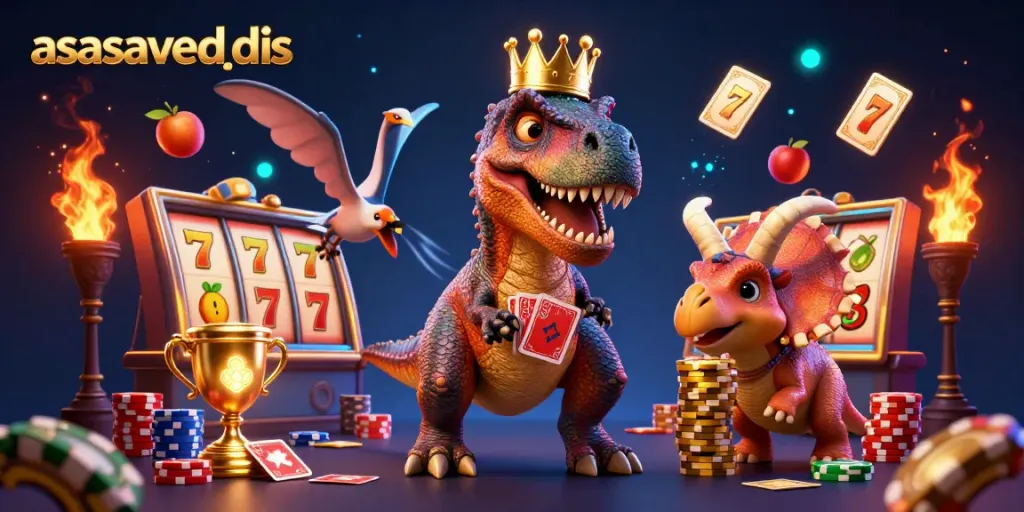 Experience thrilling slots at asasavedis with a unique 3D casino scene featuring engaging characters and vibrant game elements.