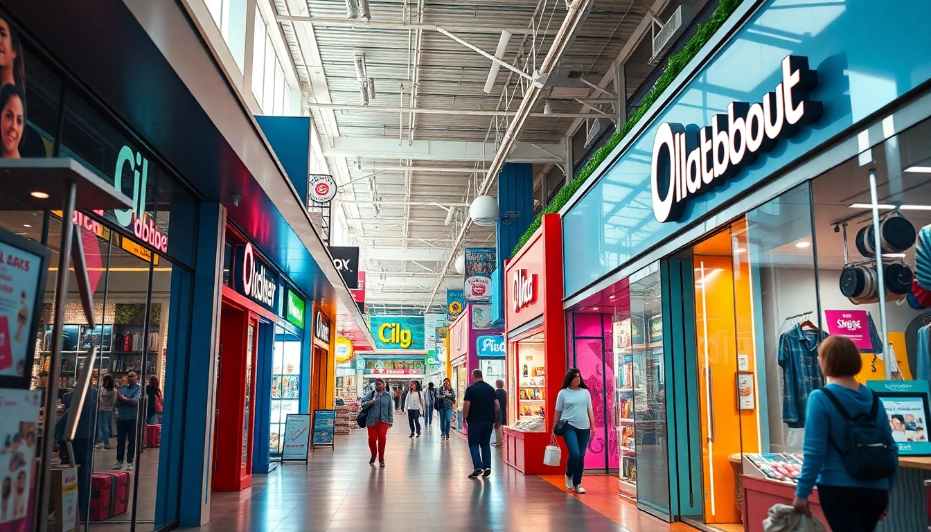 Shop at Ultimateshops, highlighting diverse retailers in a lively marketplace.