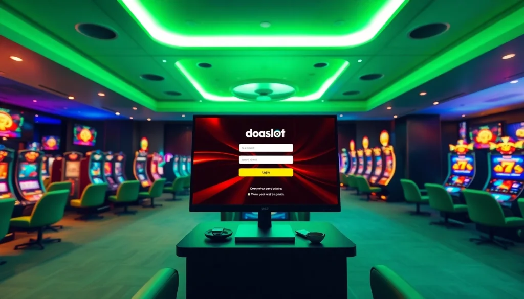 Engaging doaslot login interface displayed in a modern gaming setup, inviting users to join the online casino experience.