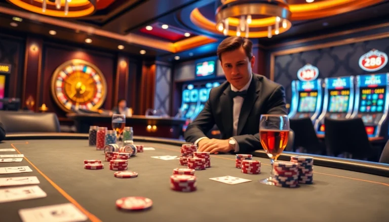 Experience the thrill of betting at xx88's luxurious casino tables with vibrant atmosphere.