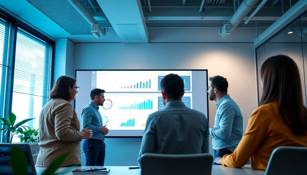 Innovative team discussing logo lem yenileme ücreti in a modern office setting.