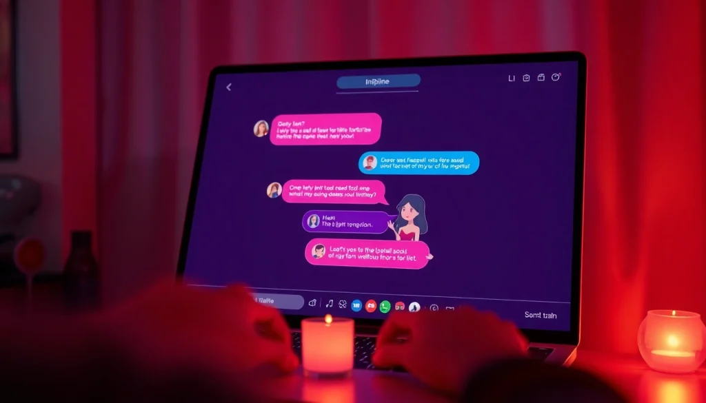 Exciting AI porn chat interface featuring intimate conversations with avatars.