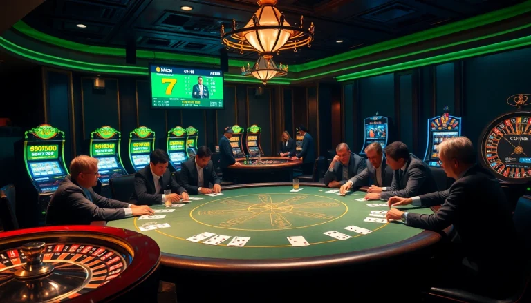Players at a luxurious poker table strategizing while monitoring scores on 7mcn.