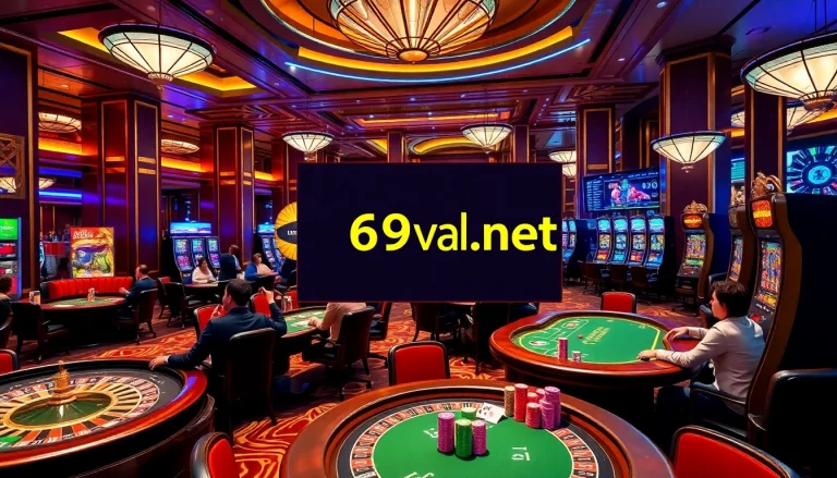 Win big with exciting games at 69vn.gb.net, featuring vibrant casino elements and players enjoying their bets.