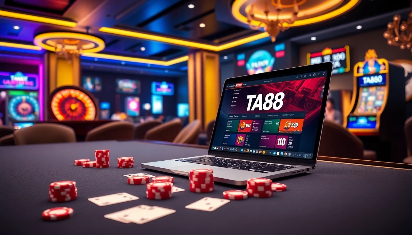 Experience thrilling gameplay at TA88 online casino with vibrant tables and digital interfaces.