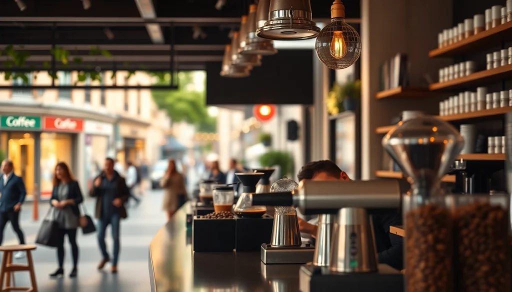 Visitez l'Association coffee shop Madrid, où un barista prépare un café spécial dans une ambiance chaleureuse.