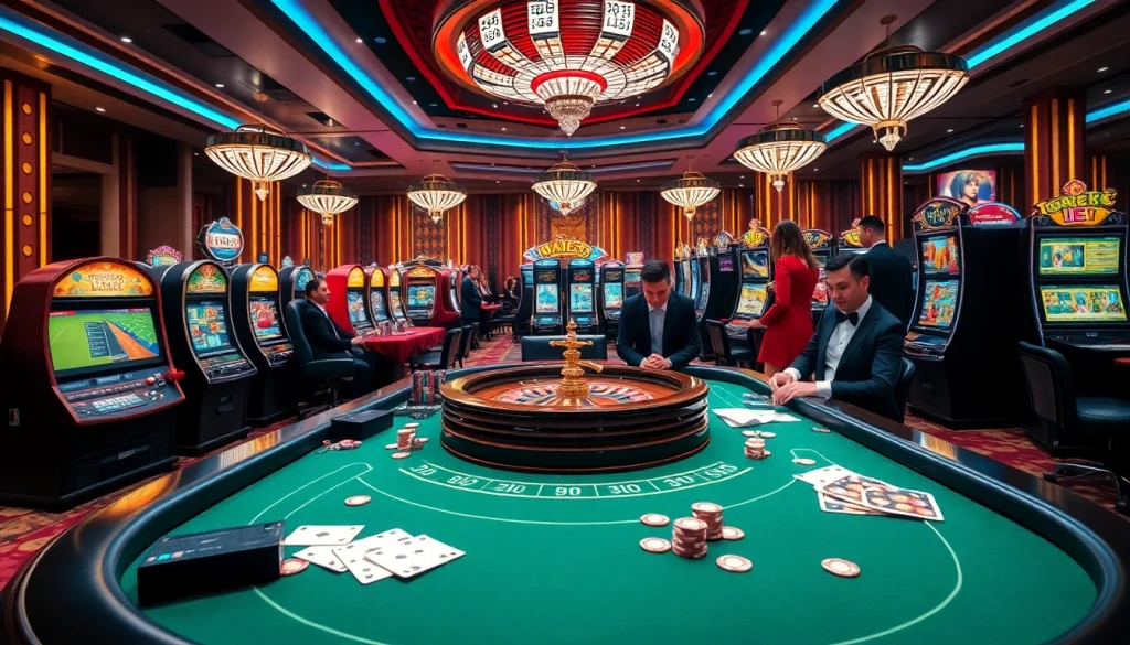 Experience the thrill of high-stakes gambling at VUA88 with vibrant casino tables and exciting gameplay.