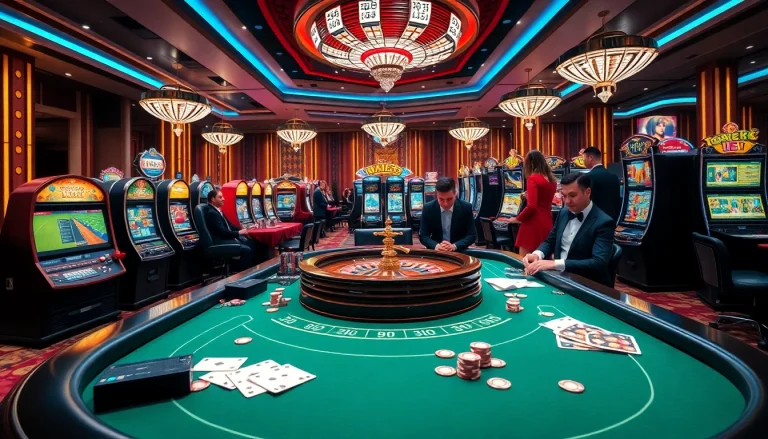 Experience the thrill of high-stakes gambling at VUA88 with vibrant casino tables and exciting gameplay.