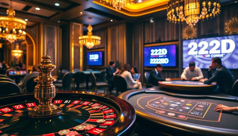 Players enjoying exciting casino games at 222BD, highlighted by vibrant roulette and poker activities.