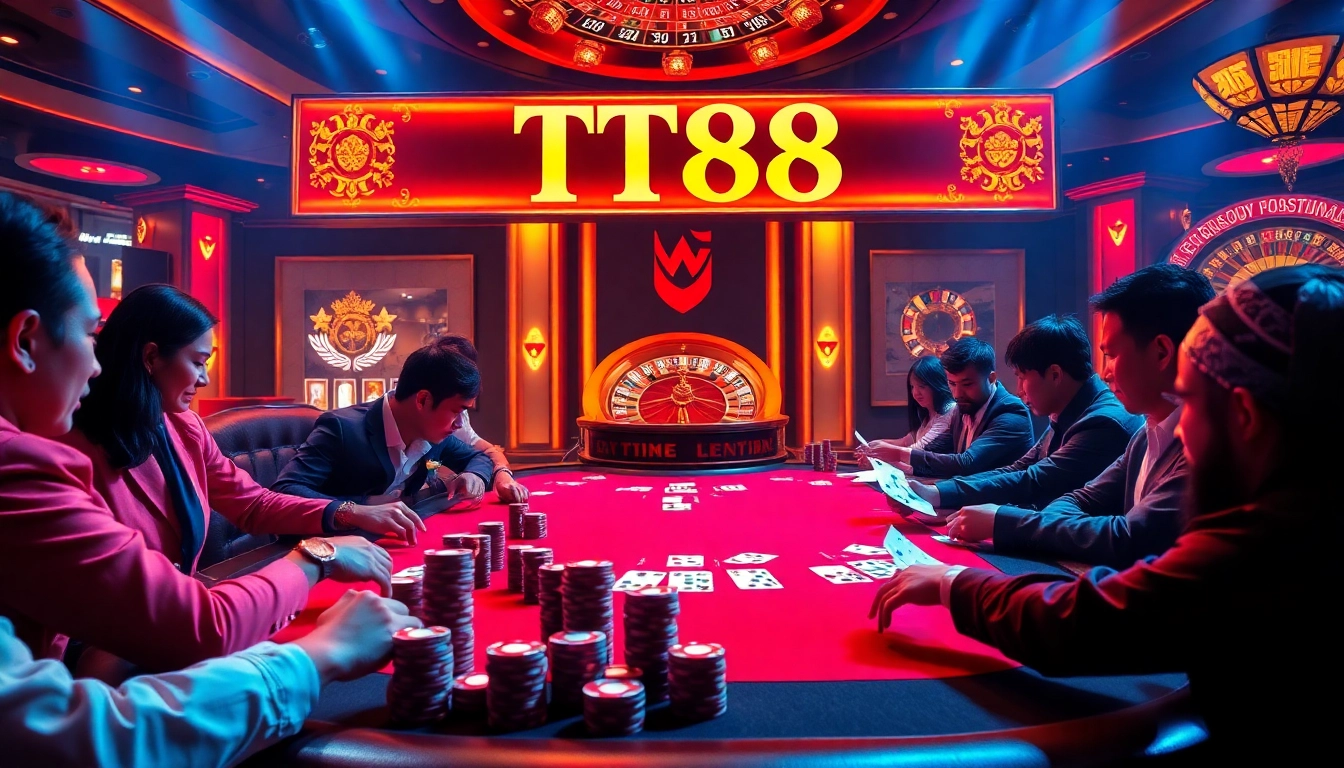 Experience thrilling gameplay at TT88's elite casino with authentic poker action and luxurious ambiance.