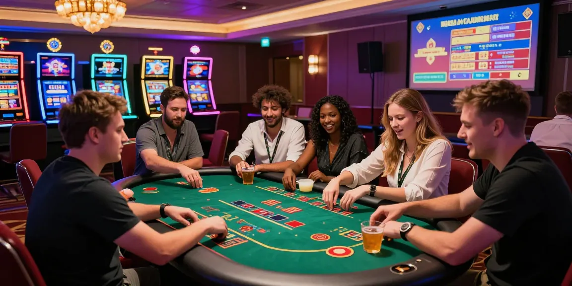 Experience the thrill at pavilions.org.uk's top credit card casinos, featuring diverse players at vibrant gaming tables.