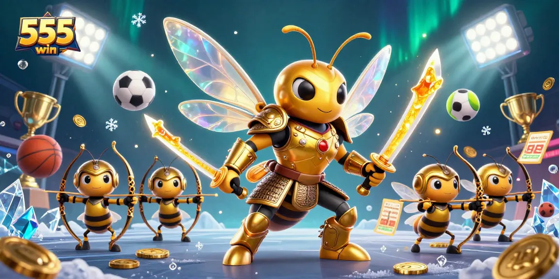 Engage with thrilling games and win big at 555win, showcasing a vibrant 3D casino scene.