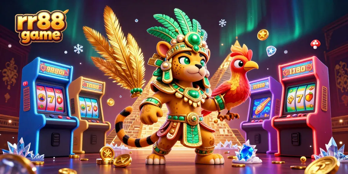 Play rr88 game with immersive 3D visuals featuring a vibrant Mayan theme with dynamic gaming elements.