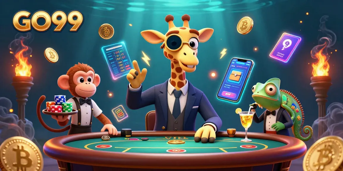 Players enjoy GO99 in a lively casino scene with characters and vibrant game elements.