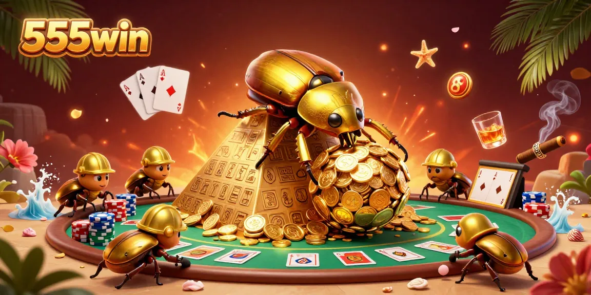 Experience thrilling gaming with 555win’s golden beetles rolling coins for jackpot excitement.